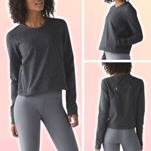 LULULEMON Getaway Crew Heathered Black Sz 4